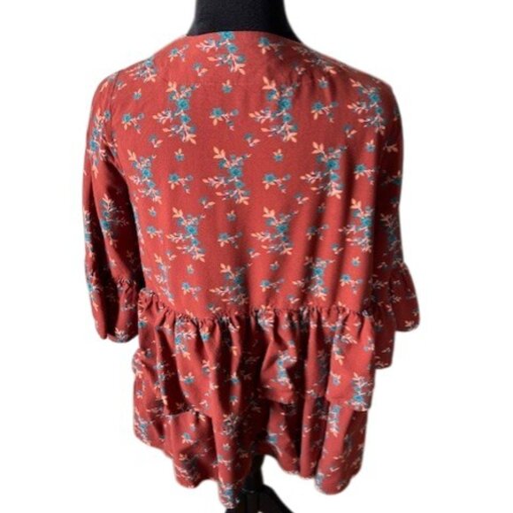 Rock & Roll Denim Open Butterfly Sleeve Boho Hippie Western Kimono Top EUC L - Picture 2 of 6